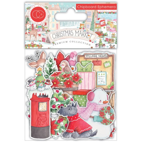 Craft Consortium Christmas Market Chipboard Ephemera 30pz