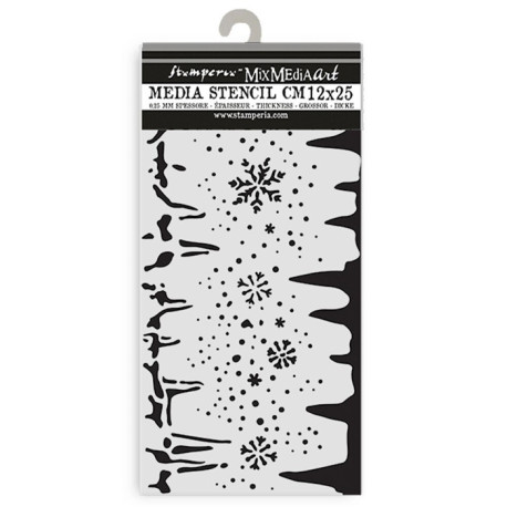 Stamperia Create Happiness Dewdrops Thick Stencil SNOWFLAKES AND ICE 2x25cm