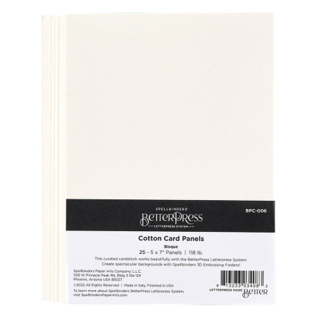 Spellbinders BetterPress Cotton Card Panels 5x7 Inch Bisque