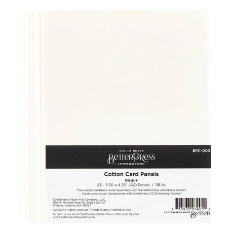 Spellbinders BetterPress Cotton Card Panels 4.25x5.5 Inch Bisque 25pz