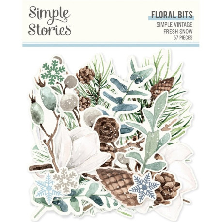 Simple Stories Simple Vintage Fresh Snow Floral Bits & Pieces 57pz