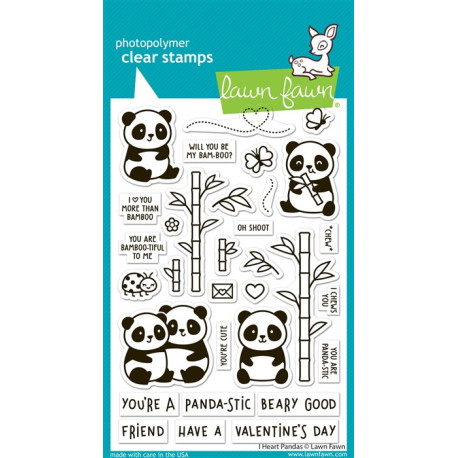 LAWN FAWN I Heart Pandas Clear Stamp