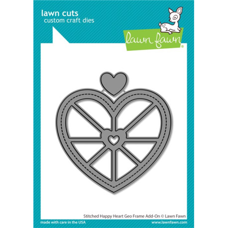 LAWN FAWN Stitched Happy Heart Geo Frame Add-On Cuts