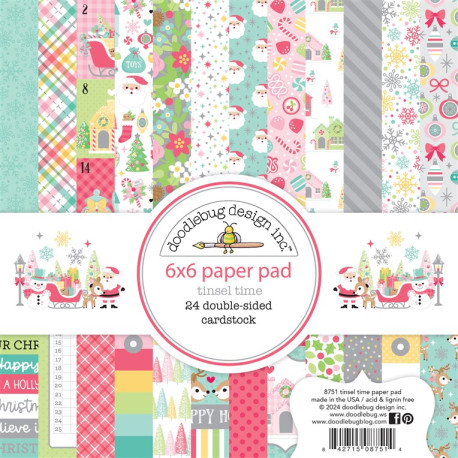 Doodlebug Design Tinsel Time Paper Pad 15x15cm