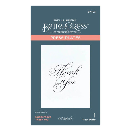 Spellbinders Copperplate Thank You Press Plate