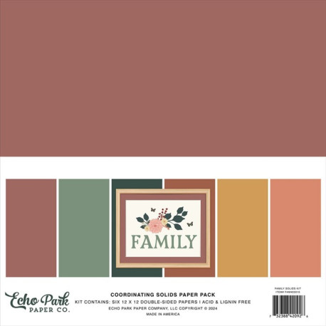 Echo Park Family Coordinating Solids Paper Pack 30x30cm