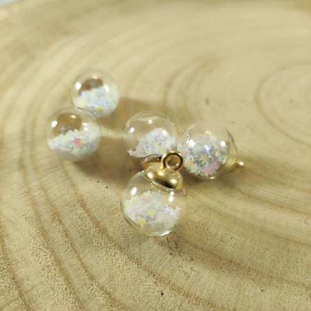Sfera in vetro con Stelline Bianche