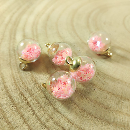 Sfera in vetro con Stelline Rosa