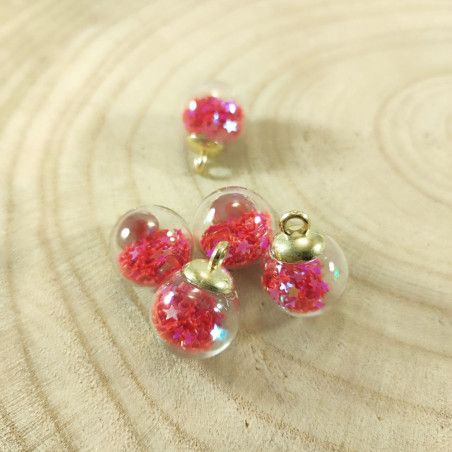 Sfera in vetro con Stelline Rosse