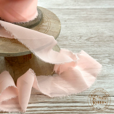 Old Fashion Ribbon Silk Chiffon PEACH