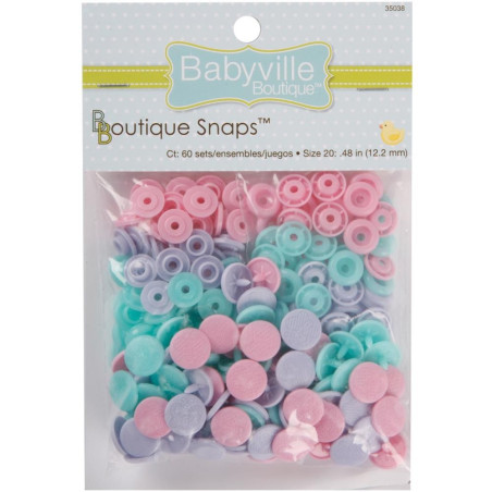 Babyville Boutique Snaps Size 20 60 pezzi Butterflies Pink, Purple & Blue