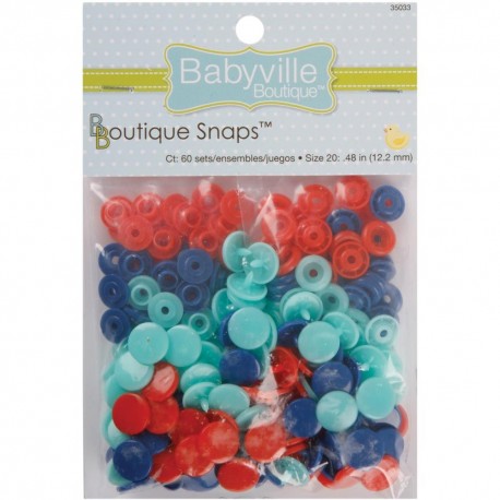 Babyville Boutique Snaps Size 20 60 pezzi Solid Red, Blue & Light Blue