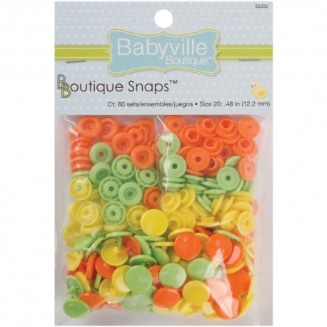 Babyville Boutique Snaps Size 20 60 pezzi Solid Green, Yellow & Orange