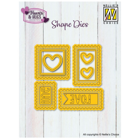 Nellie's Choice Shape Die Postal Stamps with Hearts