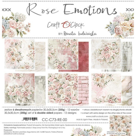 Craft o' Clock Rose Emotions Paper Collection Set 30x30cm 6fg