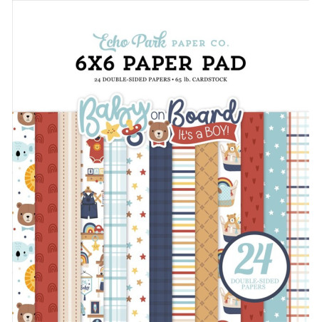 Echo Park Baby On Board It's a Boy! Paper Pad 15x15cm