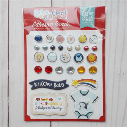 Echo Park Baby On Board It's a Boy! Adhesive Brads 25pz+4 Chipboard