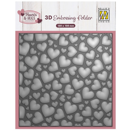 Nellie's Choice 3D Embossing Folder Pop Up Hearts