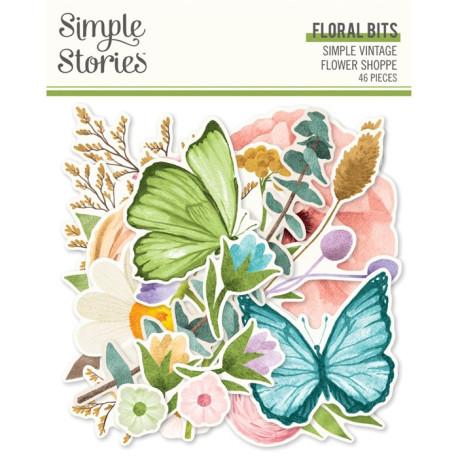 Simple Stories Simple Vintage Flower Shoppe Floral Bits 46pz