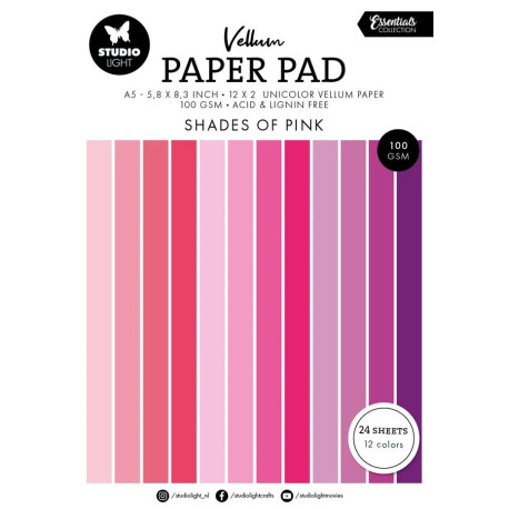 Studio Light Shades of Pink A5 Essentials Vellum Paper Pad