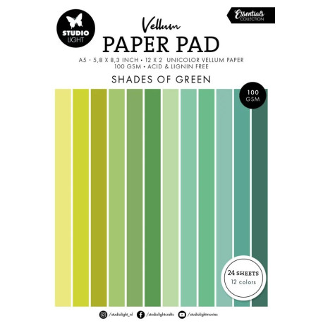 Studio Light Shades of Green A5 Essentials Vellum Paper Pad