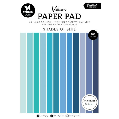 Studio Light Shades of Blue A5 Essentials Vellum Paper Pad