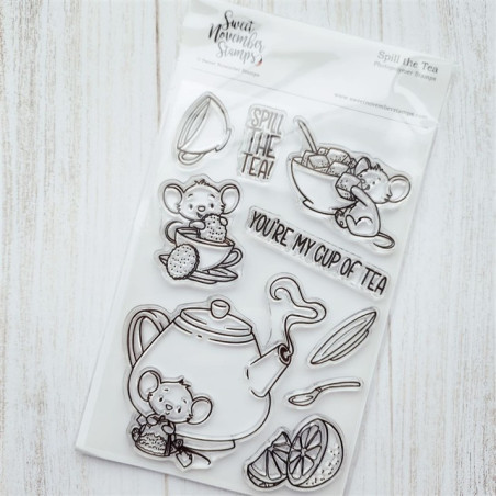Sweet November Stamps Spill the Tea Clear Stamp Set