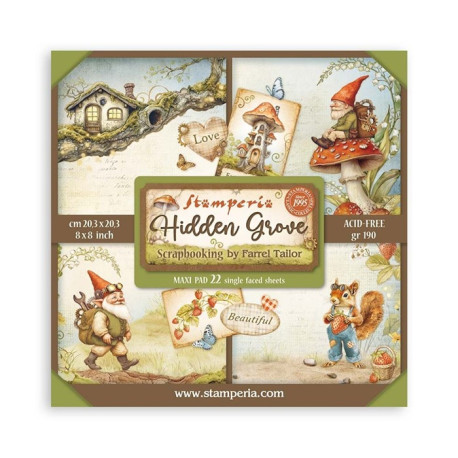 Stamperia Hidden Grove MAXI Backgrounds Paper Pack 20x20cm