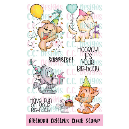 C.C. Design Birthday Critters Clear Stamp
