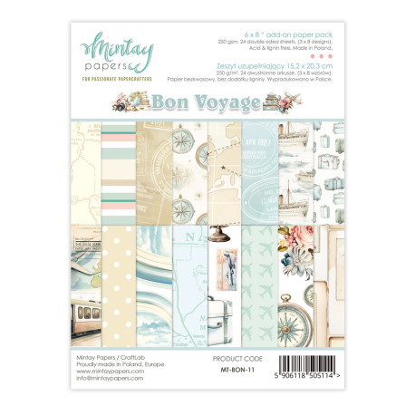 Mintay Papers Bon Voyage Add-On Paper Pack 15x20cm