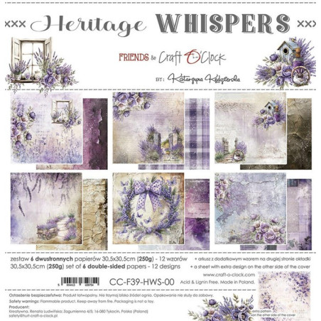 Craft o' Clock Heritage Whispers Paper Collection Set 30x30cm 6fg