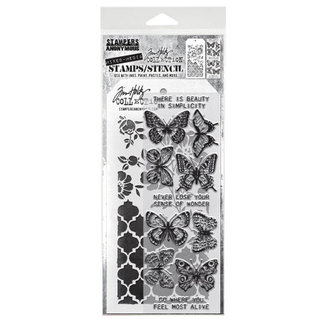Stampers Anonymous Mixed Media #44 Tim Holtz Clear Stamp and Stencil