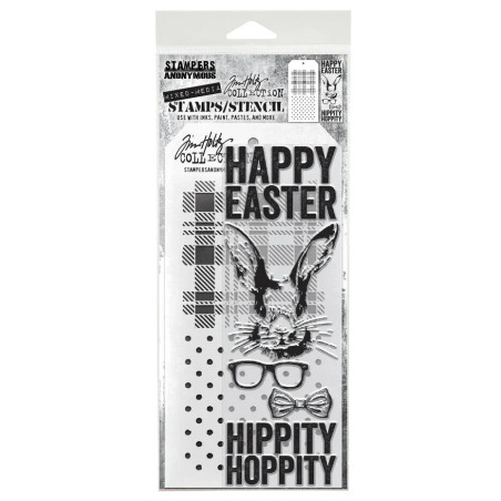 Stampers Anonymous Hipster Bunny Tim Holtz Clear Stamp and Stencil