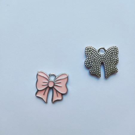 Charm Fiocco Rosa e Argento