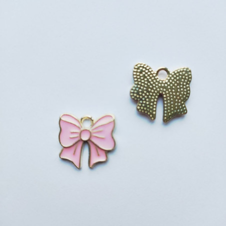 Charm Fiocco Rosa e Oro