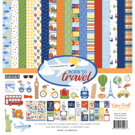 Echo Park Born To Travel Collection Kit 30x30cm