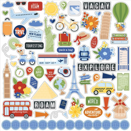 Echo Park Born To Travel Element Sticker 30x30cm