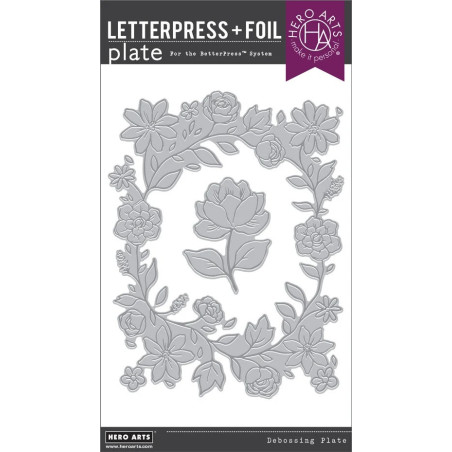 HERO ARTS Floral Border Letterpress + Foil Debossing Plate
