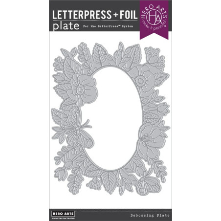 HERO ARTS Floral Frame Letterpress + Foil Debossing Plate