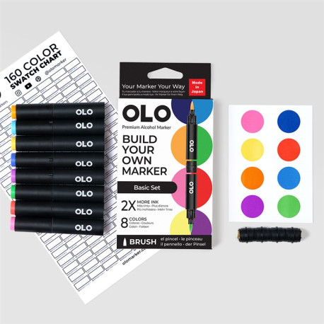 OLO BASIC SET - 8 pennarelli + cartella colori