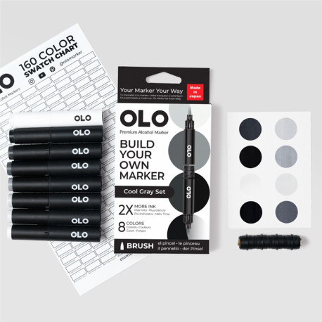 OLO COOL GRAY SET - 8 pennarelli + cartella colori
