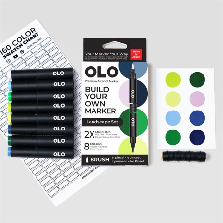 OLO LANDSCAPE SET - 8 pennarelli + cartella colori