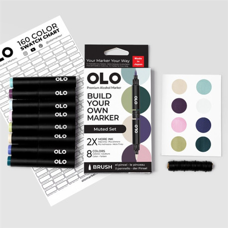 OLO MUTED SET - 8 pennarelli + cartella colori