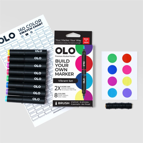 OLO VIBRANT SET - 8 pennarelli + cartella colori
