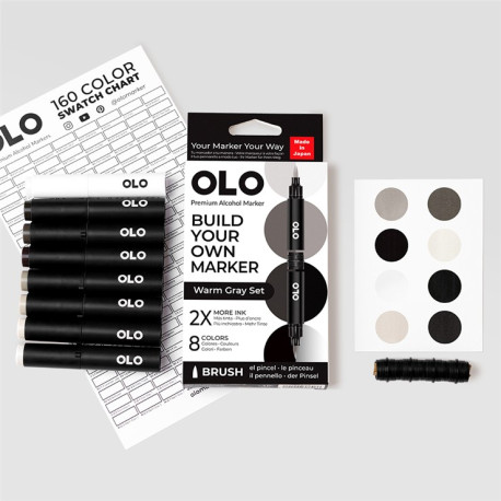 OLO WARM GRAY SET - 8 pennarelli + cartella colori