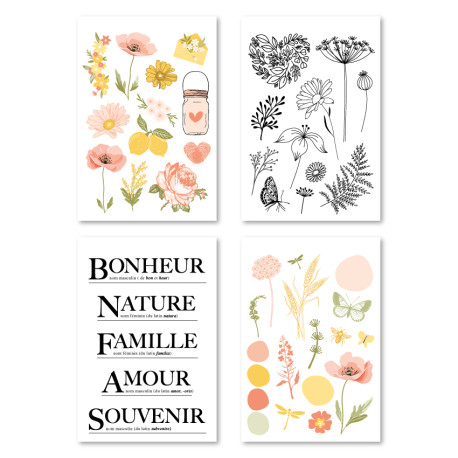 Florileges 4 Fogli Stickers FARANDOLE