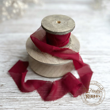 Old Fashion Ribbon Silk Chiffon BURGUNG