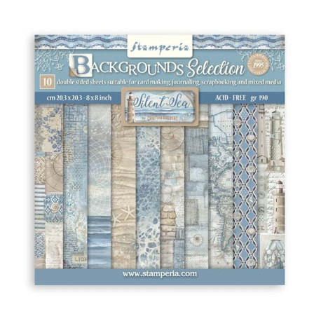 Stamperia Silent Sea Backgrounds Paper Pack 20x20cm