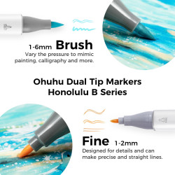 Ohuhu Honolulu 48 Pastel Colors Dual Tips Alcohol Art Markers