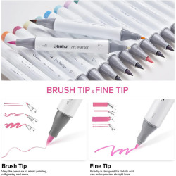 Ohuhu Honolulu 48 Pastel Colors Dual Tips Alcohol Art Markers